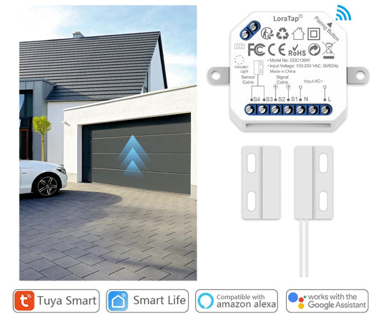 Smart WiFi Garage Door Controller, Wireless Garage Door Opener with App & Voice Control