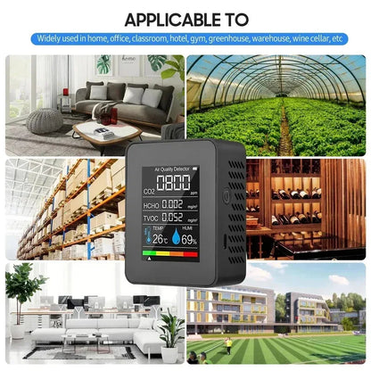 5-in-1 Smart Air Quality Monitor – eCO₂, TVOC, HCHO, Temperature & Humidity Tracker