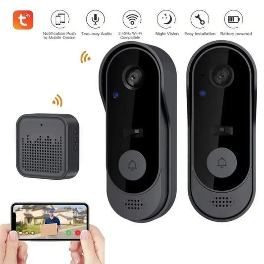 Smart WiFi Video Doorbell Camera, HD Wireless Doorbell with Two-Way Audio & Night Vision